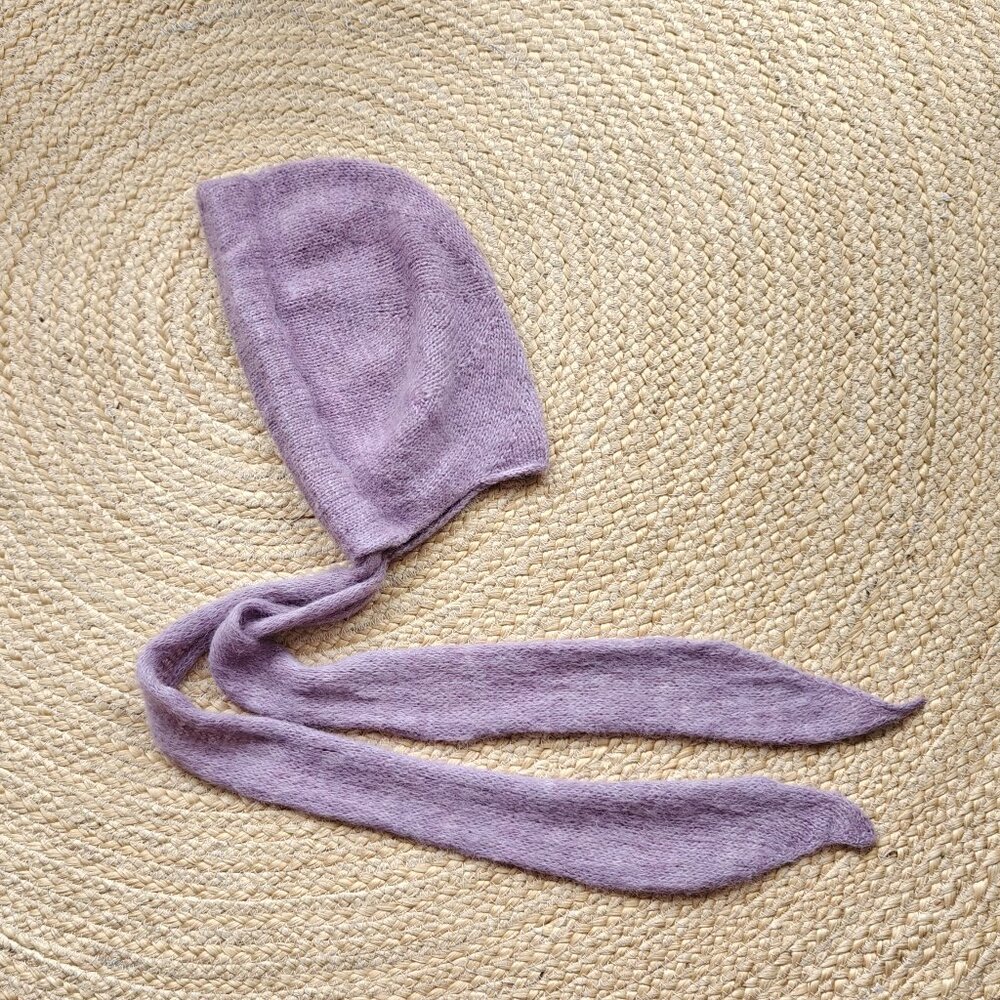 Handmade Big Bow Bonnet - Hand Knit - Lavender - Picture 8 of 8